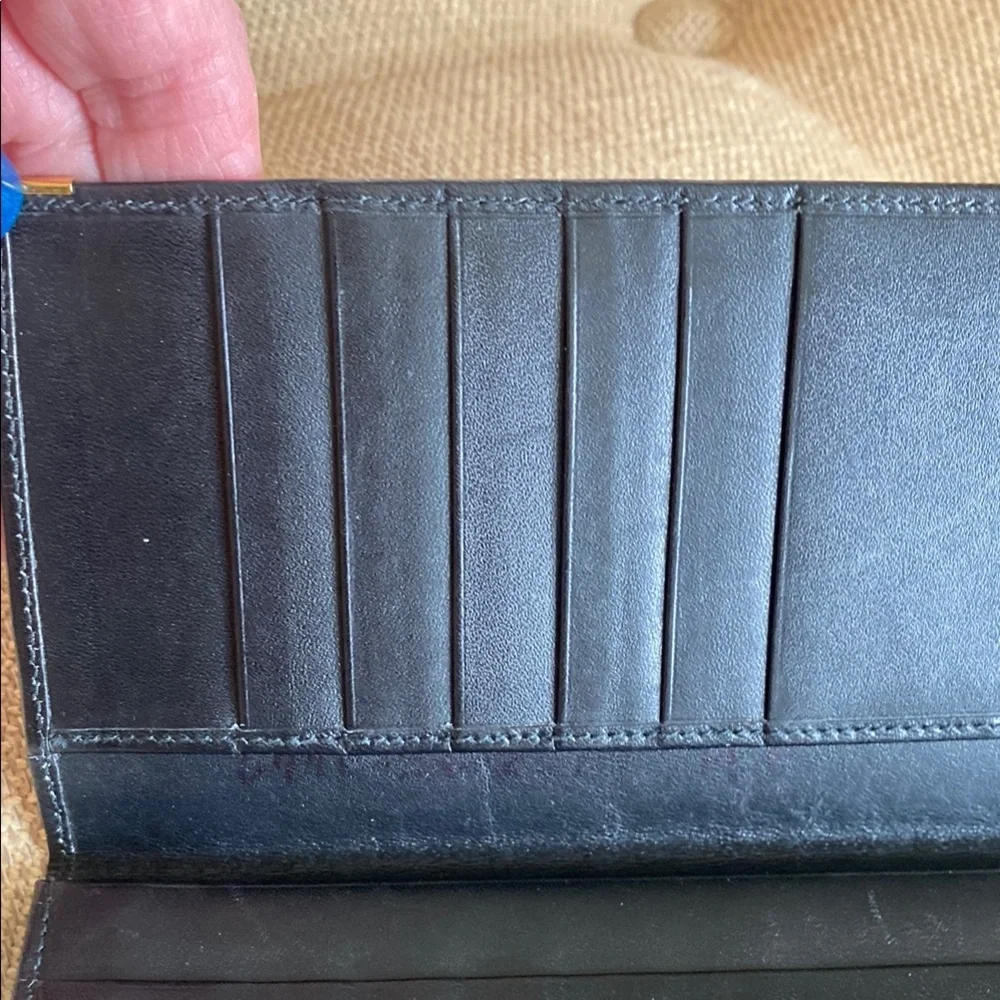 Dunhill Midnight Black Wallet and Checkbook Cover with Gold Details